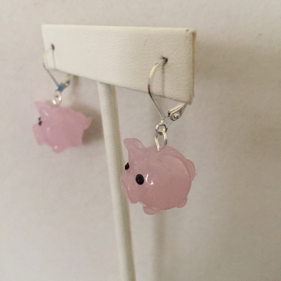 HAND CRAFTED Earrings Little Pink Piggies Approximately 1.2” - Picture 6 of 6
